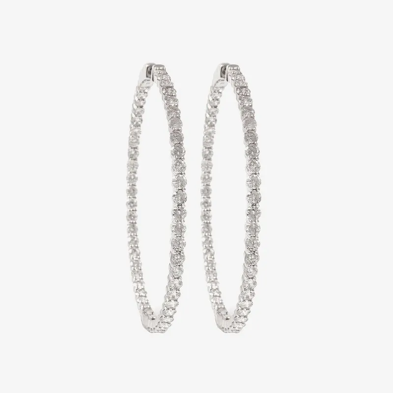 Argola Grande Ouro Branco Brilhantes total 7,00 quilates