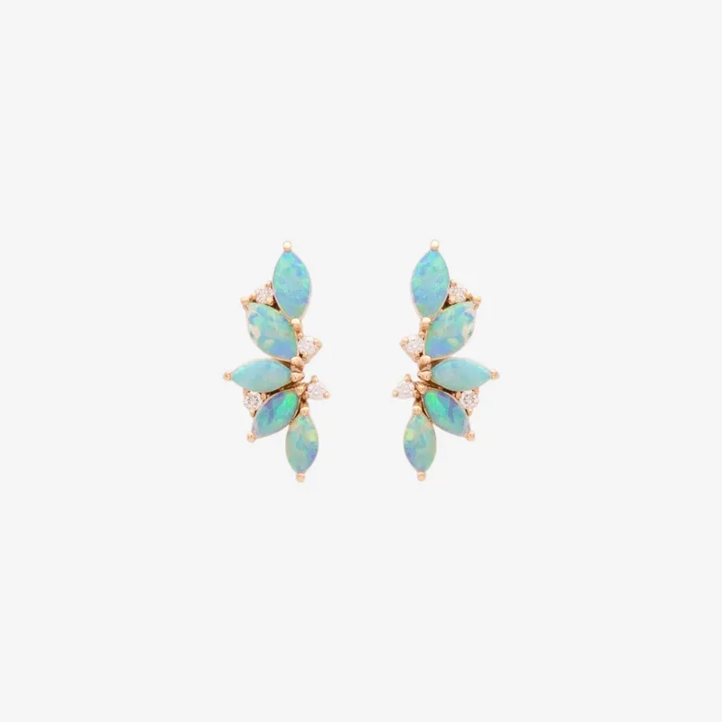 Brinco Ear Cuff Ouro Amarelo Opalas Australianas Gotas Brilhantes 3 pontos, foto 3