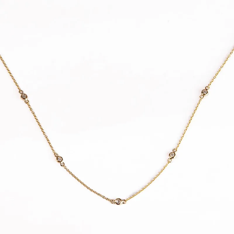 Colar Tiffany com 10 Brilhantes 4 pontos 8x8 0,48 quilate