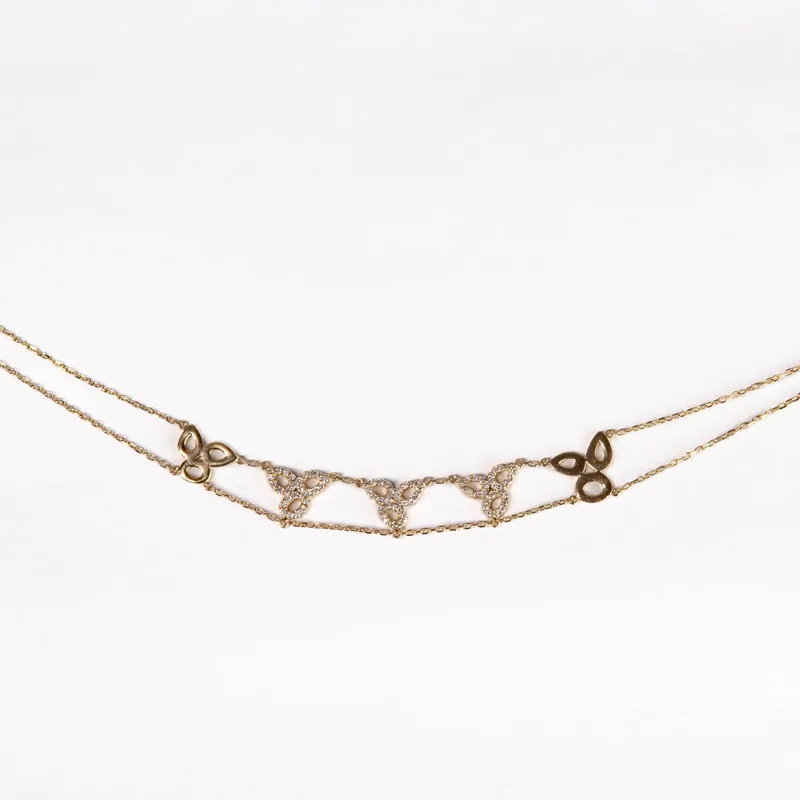 Choker Ouro Amarelo Trevo com Brilhantes, foto 2