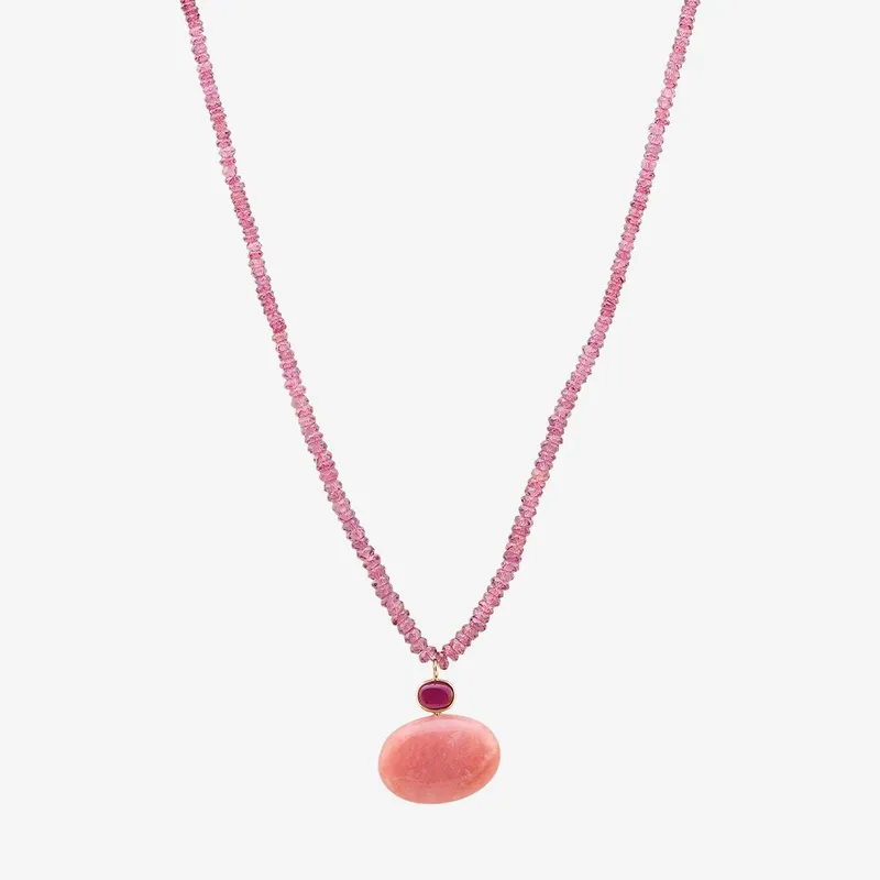 Colar Rodolita com Pingente Oval