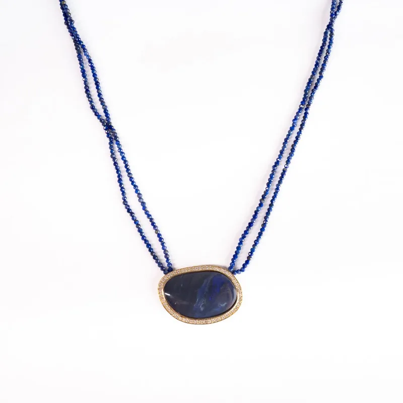 Colar Lápis Lazuli com Pingente Opala Australiana e Brilhantes, foto 2