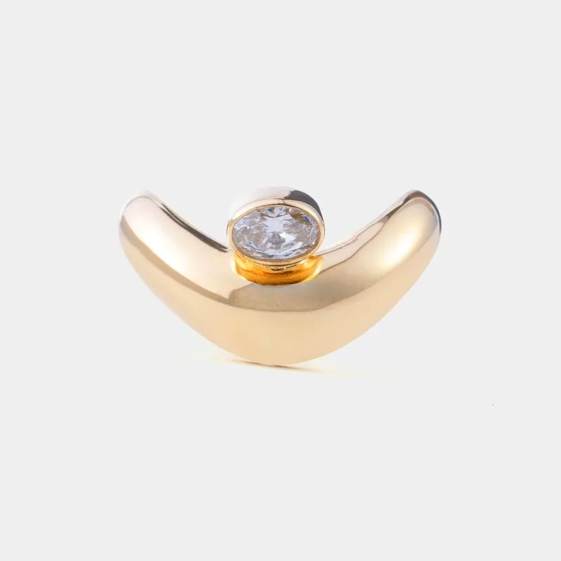 Anel Curvado com Diamante Oval de 0,50 quilate