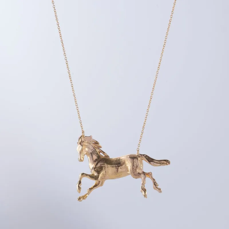 Colar Ouro Amarelo com Pingente Cavalo